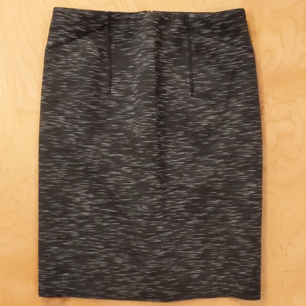 Ann Taylor Heathered Black & Gray Pencil Skirt